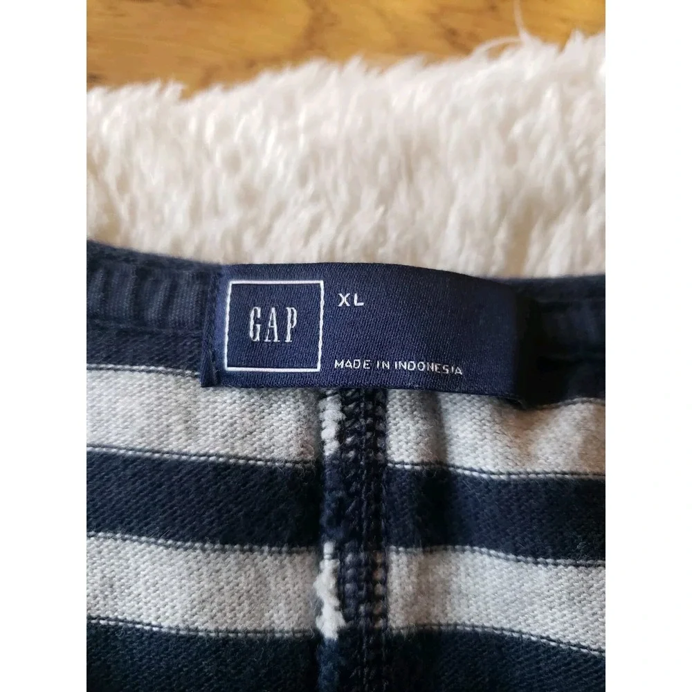 Gap XL Blue Gray Striped Cotton Raglan Shirt Dress Large 3/4 Sleeves NWT - Picture 4 of 10